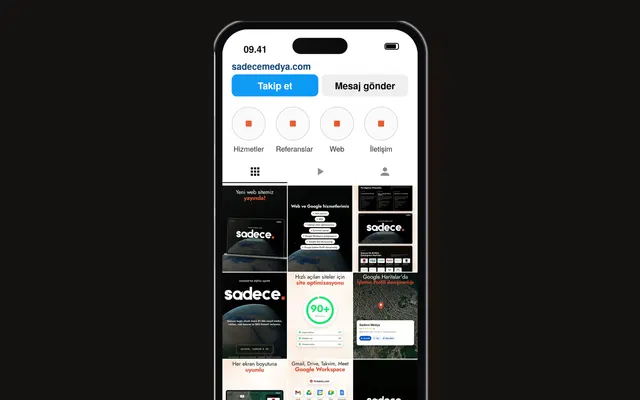 Sadece Medya'nın Instagram profili ve Reels ızgarası telefon ekranında